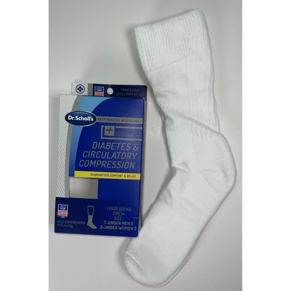 NIB Dr. Scholl's Diabetes & Circulatory‎ Compression Crew Socks White Small